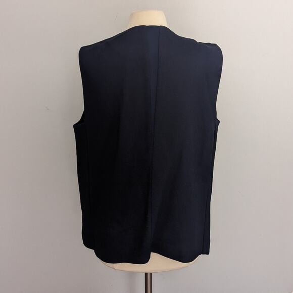 Lafayette Navy Blue Vest Waterfall Front Cardigan Viscose Semi Sheer Back Panel - Picture 3 of 10